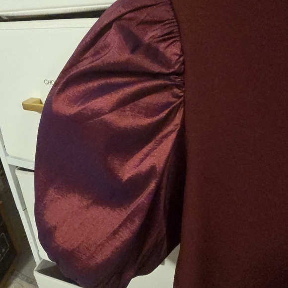 THML Burgundy Puff Sleeve Shift Dress - Picture 2 of 4